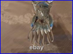 Vintage Clear Glass Eagle Sitting On Globe Art Glass Paperweight Decor BEAUTIFUL