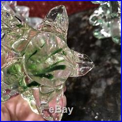 Vintage Clear Green Crystal Christmas Tree Paperweight Art Glass Set of 5