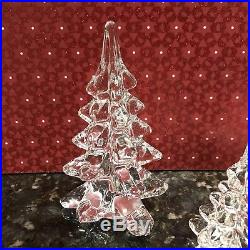 Vintage Clear Heavy Crystal Christmas Tree Paperweight Art Glass Set of 5