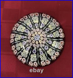 Vintage Crieff Scottish Perthshire Glass Paperweight 12-Spoke Millefiori Flower