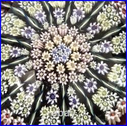 Vintage Crieff Scottish Perthshire Glass Paperweight 12-Spoke Millefiori Flower