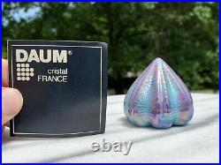 Vintage Daum France Iridescent Art Glass Paperweight Signed Purple Blue