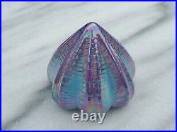 Vintage Daum France Iridescent Art Glass Paperweight Signed Purple Blue