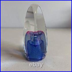 Vintage Ed Kachurik PA Art Glass Signed 1995 Sculpture Paperweight Purple & Blue