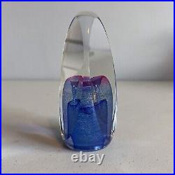 Vintage Ed Kachurik PA Art Glass Signed 1995 Sculpture Paperweight Purple & Blue