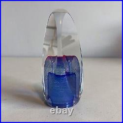 Vintage Ed Kachurik PA Art Glass Signed 1995 Sculpture Paperweight Purple & Blue