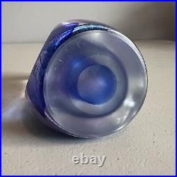 Vintage Ed Kachurik PA Art Glass Signed 1995 Sculpture Paperweight Purple & Blue