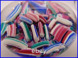 Vintage Ed Rithner Scrambled Candy Cane Pieces Art Glass Paperweight