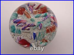 Vintage Ed Rithner Scrambled Sparkling Candy Cane Pieces Art Glass Paperweight