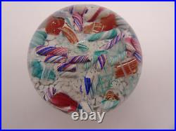 Vintage Ed Rithner Scrambled Sparkling Candy Cane Pieces Art Glass Paperweight