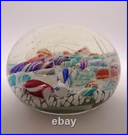 Vintage Ed Rithner Scrambled Sparkling Candy Cane Pieces Art Glass Paperweight