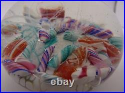 Vintage Ed Rithner Scrambled Sparkling Candy Cane Pieces Art Glass Paperweight