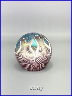 Vintage Exquisite Vandermark Art Glass Pulled Feather Paperweight -Signed