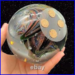 Vintage Extra Large Glass Paperweight Multicolor Round Sphere Bullicante 5T 5W