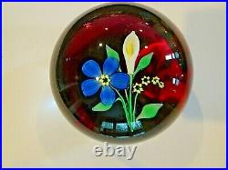 Vintage FRANCIS WHITTEMORE Glass Lampwork Flower & Calla Lily Paperweight