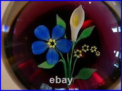 Vintage FRANCIS WHITTEMORE Glass Lampwork Flower & Calla Lily Paperweight