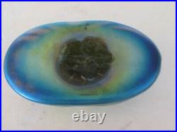Vintage Favrile Iridescent Egyptian Scarab Studio Art Glass Paperweight, Signed