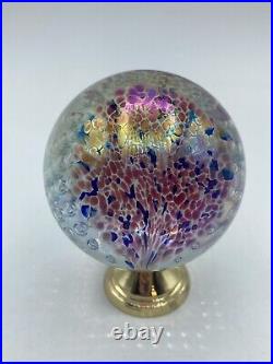 Vintage Glass Eye Studio Iridescent Sphere Art Glass Paperweight Bubbles GES 96