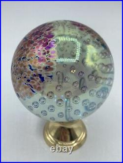 Vintage Glass Eye Studio Iridescent Sphere Art Glass Paperweight Bubbles GES 96