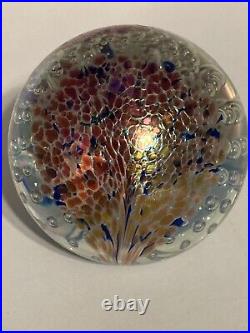 Vintage Glass Eye Studio Iridescent Sphere Art Glass Paperweight Bubbles GES 96