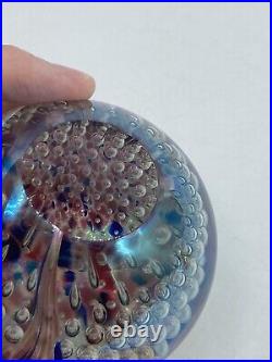 Vintage Glass Eye Studio Iridescent Sphere Art Glass Paperweight Bubbles GES 96