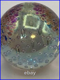 Vintage Glass Eye Studio Iridescent Sphere Art Glass Paperweight Bubbles GES 96