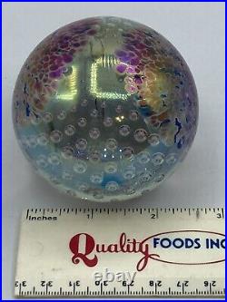 Vintage Glass Eye Studio Iridescent Sphere Art Glass Paperweight Bubbles GES 96