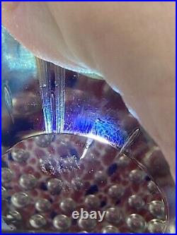 Vintage Glass Eye Studio Iridescent Sphere Art Glass Paperweight Bubbles GES 96