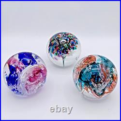 Vintage Glass Paperweight Art Lot Of 3 WF2 WF3 WF4 Artist Gallery Set MCM