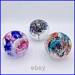 Vintage Glass Paperweight Art Lot Of 3 WF2 WF3 WF4 Artist Gallery Set MCM