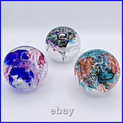 Vintage Glass Paperweight Art Lot Of 3 WF2 WF3 WF4 Artist Gallery Set MCM