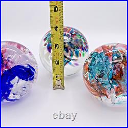 Vintage Glass Paperweight Art Lot Of 3 WF2 WF3 WF4 Artist Gallery Set MCM