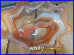 Vintage Hand Blown Art Glass Dish Unique Multicolor EUC
