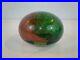 Vintage Hand Blown Art Glass Paperweight with Red and Green Paint Speckled Dec