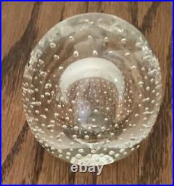 Vintage Hand Blown Glass Controlled Bubbles & Embedded Ball Paperweight