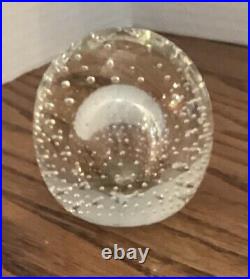 Vintage Hand Blown Glass Controlled Bubbles & Embedded Ball Paperweight