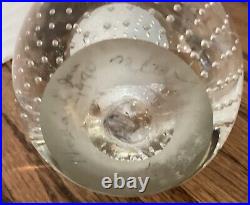 Vintage Hand Blown Glass Controlled Bubbles & Embedded Ball Paperweight