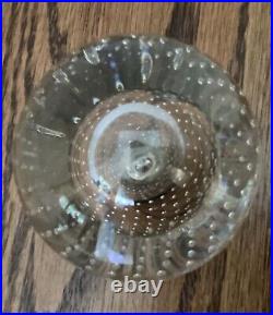 Vintage Hand Blown Glass Controlled Bubbles & Embedded Ball Paperweight