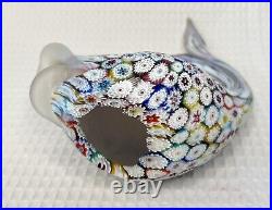 Vintage Handmade End Of Day Millefiori Art Glass Paperweight Sculpture Whale