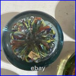 Vintage Hecho En Mexico Paperweight Hand Blown Art Glass Multicolor Lot Of 10