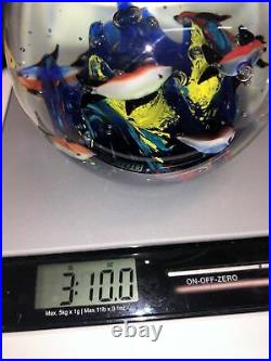 Vintage Italian Murano Aquarium with Neon Fish, Coral Art Glass Paperweight