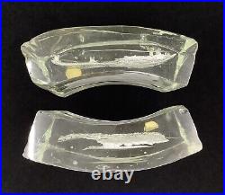 Vintage Italy Murano Art Glass Curved Paperweight Blocks/bookends