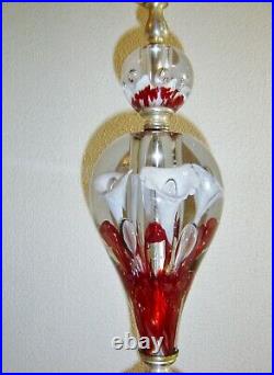 Vintage Joe St. Clair Art Glass Lamp Red with White Trumpets