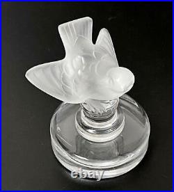 Vintage Lalique French Crystal Frosted Sparrow Bird Paperweight Figurine Signed