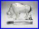 Vintage Lalique Frosted Art Glass American Buffalo Bison Bull Paperweight Signed