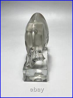 Vintage Lalique Frosted Art Glass American Buffalo Bison Bull Paperweight Signed