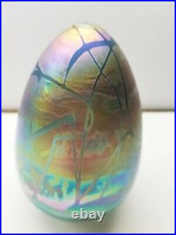 Vintage Levay Studio Iridescent Art Glass Paperweight Signed Numbered