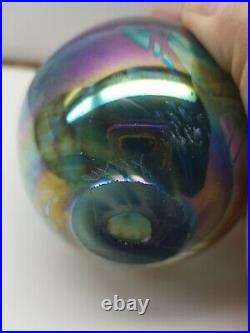 Vintage Levay Studio Iridescent Art Glass Paperweight Signed Numbered