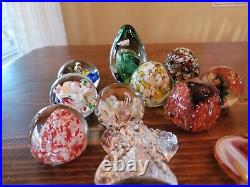 Vintage Lot Of 12 Art Glass Paperweights
