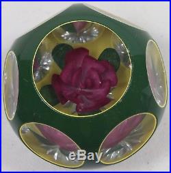 Vintage Ltd Ed Pairpoint Glass Rose Paperweight Signed Robert Mason